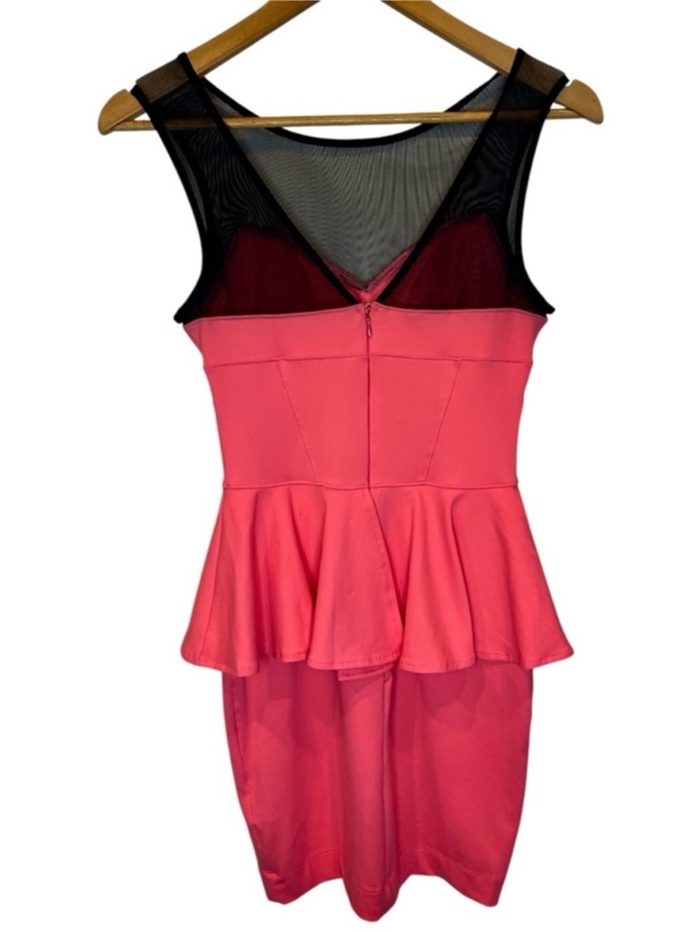 bebe Coral Mesh Sweetheart Peplum Bodycon Mini Dress XS - Picture 6 of 7